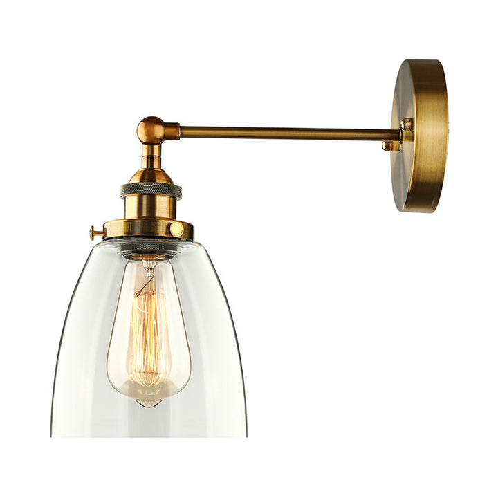 Lisslune | Bronze/Brass/Copper One Light Wall Lamp Vintage Style Clear Glass Tapered Lighting Fixture for Living Room