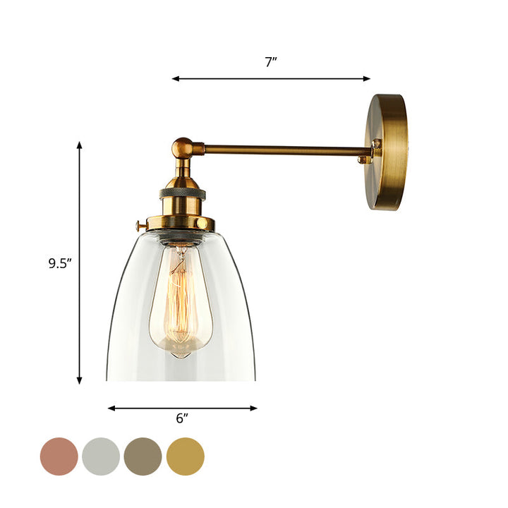 Lisslune | Bronze/Brass/Copper One Light Wall Lamp Vintage Style Clear Glass Tapered Lighting Fixture for Living Room