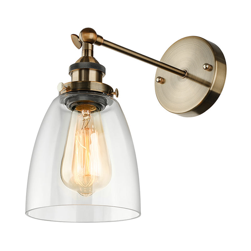 Lisslune | Bronze/Brass/Copper One Light Wall Lamp Vintage Style Clear Glass Tapered Lighting Fixture for Living Room