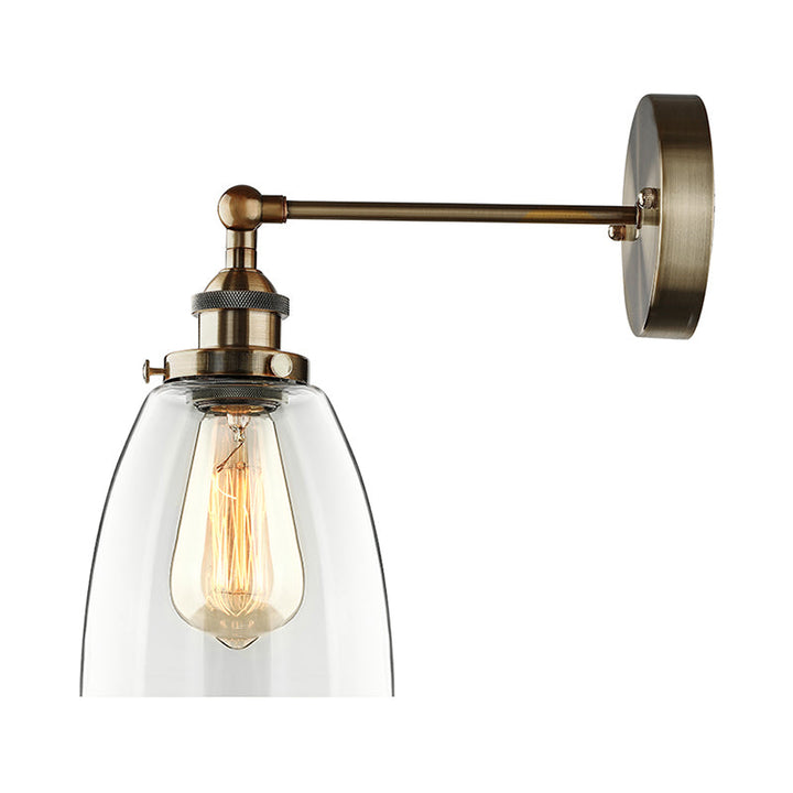 Lisslune | Bronze/Brass/Copper One Light Wall Lamp Vintage Style Clear Glass Tapered Lighting Fixture for Living Room