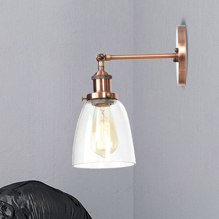 Lisslune | Bronze/Brass/Copper One Light Wall Lamp Vintage Style Clear Glass Tapered Lighting Fixture for Living Room