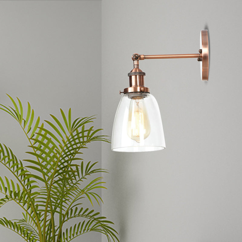Lisslune | Bronze/Brass/Copper One Light Wall Lamp Vintage Style Clear Glass Tapered Lighting Fixture for Living Room