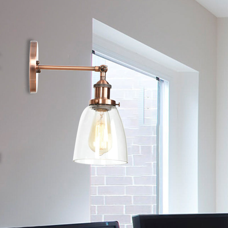 Lisslune | Bronze/Brass/Copper One Light Wall Lamp Vintage Style Clear Glass Tapered Lighting Fixture for Living Room
