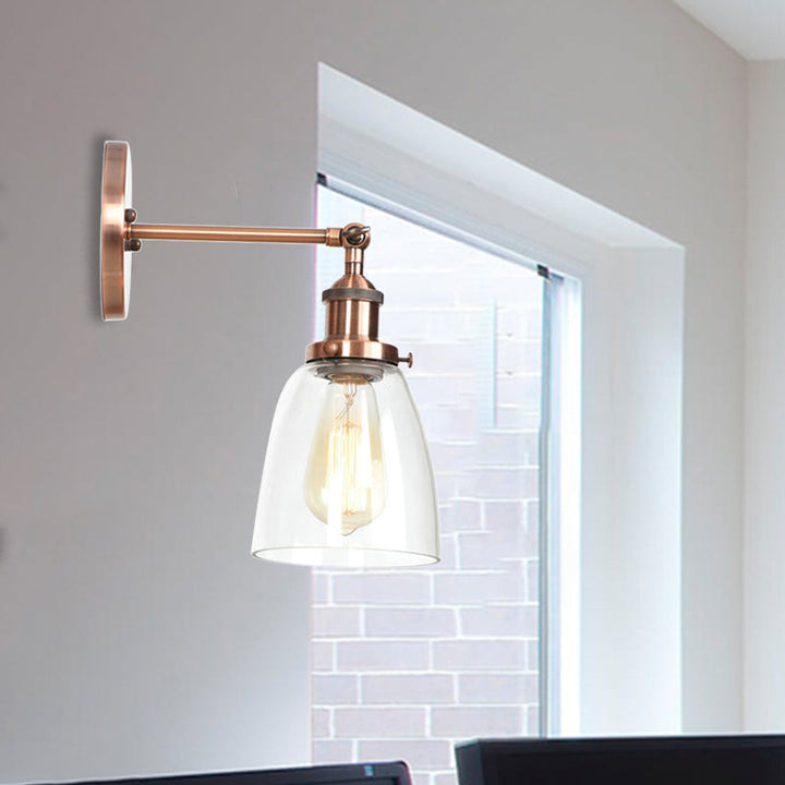 Lisslune | Bronze/Brass/Copper One Light Wall Lamp Vintage Style Clear Glass Tapered Lighting Fixture for Living Room