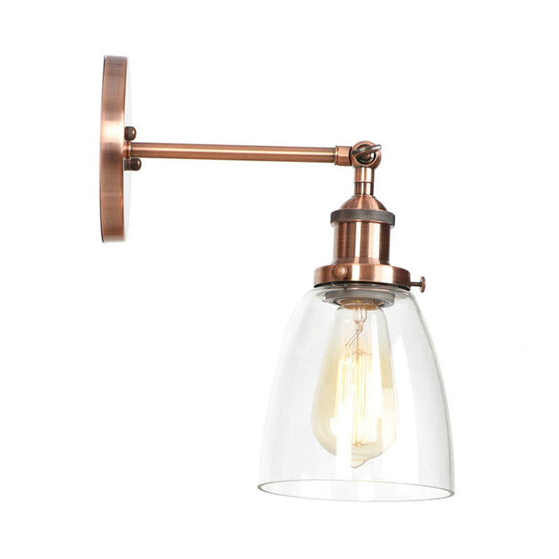 Lisslune | Bronze/Brass/Copper One Light Wall Lamp Vintage Style Clear Glass Tapered Lighting Fixture for Living Room