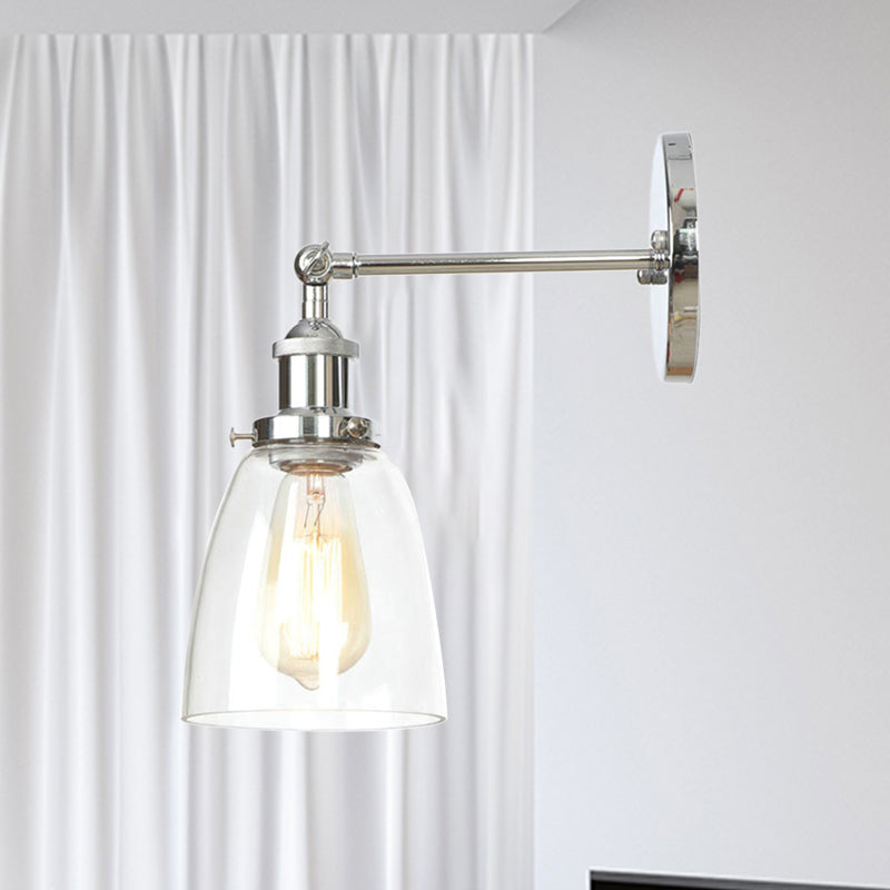 Lisslune | Bronze/Brass/Copper One Light Wall Lamp Vintage Style Clear Glass Tapered Lighting Fixture for Living Room