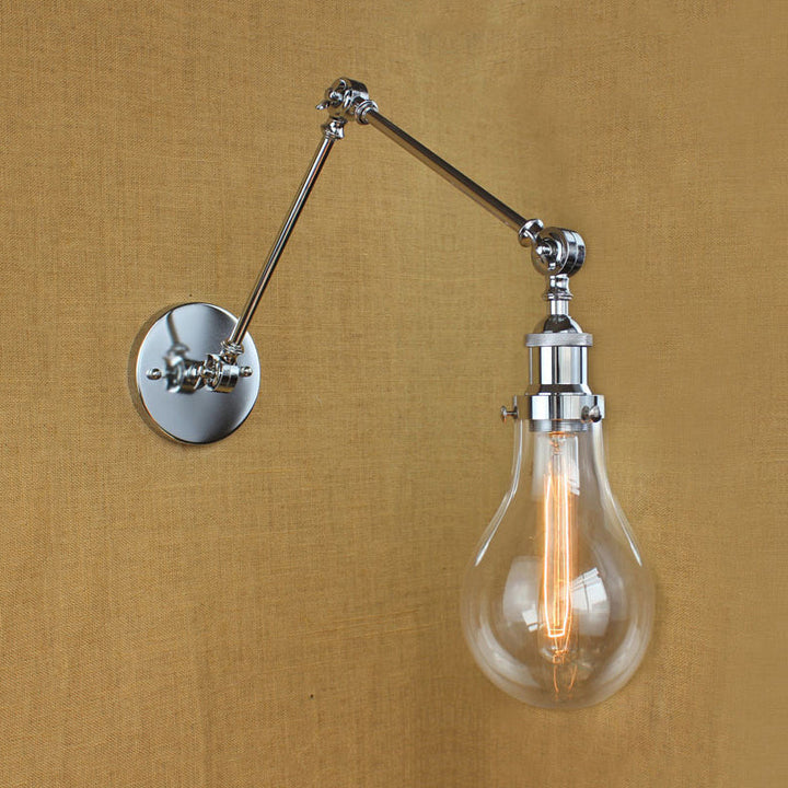 Lisslune | Bulb Shade Clear Glass Wall Lighting Industrial Single Light Living Room Wall Lamp in Chrome