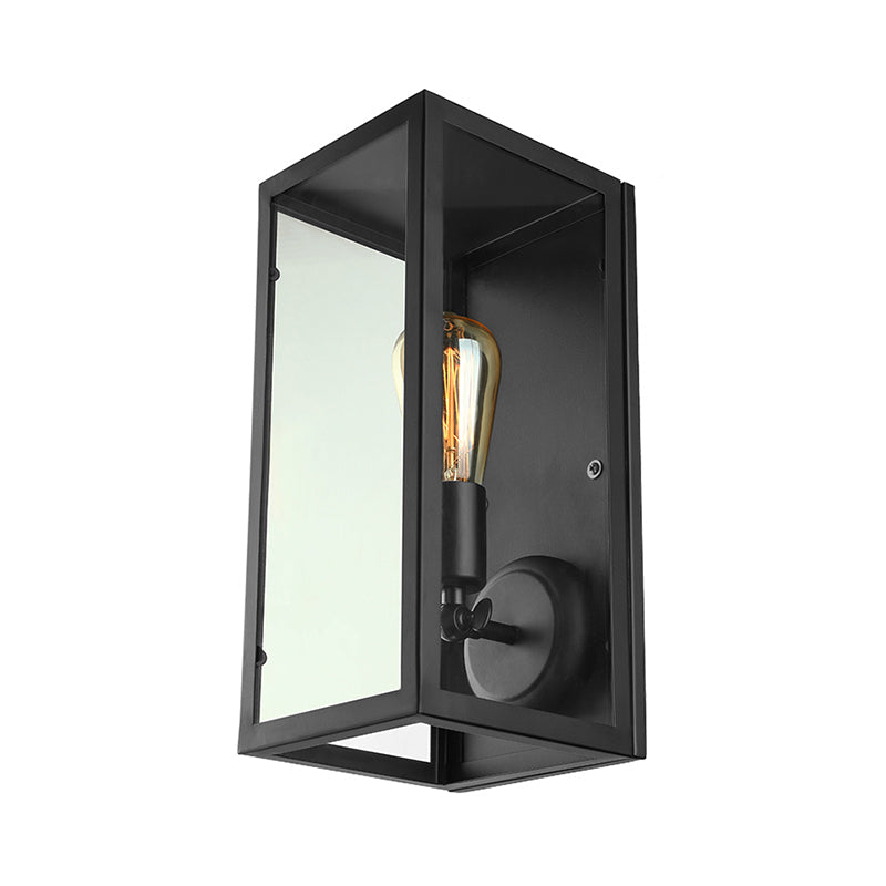 Lisslune | 1 Light Rectangular Wall Light Traditional Black Clear Glass Wall Lamp for Bedroom, Up/Down
