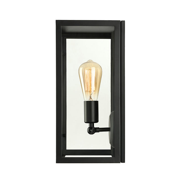 Lisslune | 1 Light Rectangular Wall Light Traditional Black Clear Glass Wall Lamp for Bedroom, Up/Down
