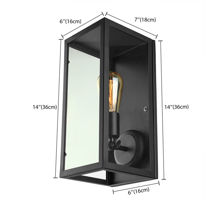 Lisslune | 1 Light Rectangular Wall Light Traditional Black Clear Glass Wall Lamp for Bedroom, Up/Down