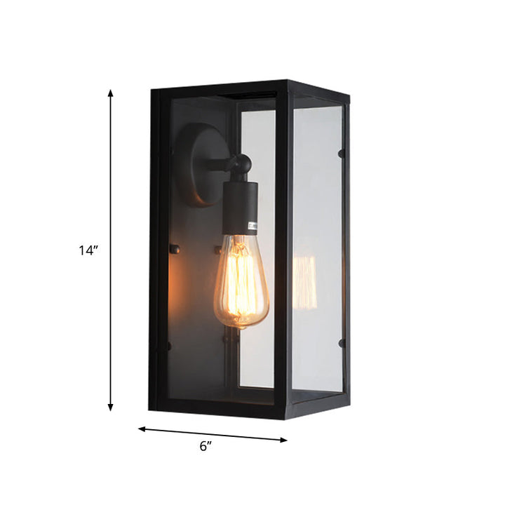 Lisslune | 1 Light Rectangular Wall Light Traditional Black Clear Glass Wall Lamp for Bedroom, Up/Down