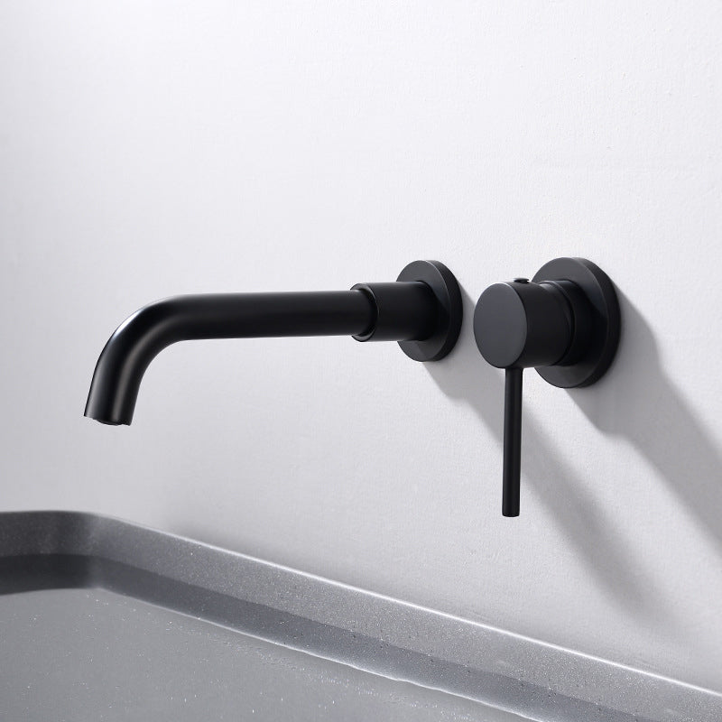 Lisslune | Round Single Lever Bathroom Faucet 2-Hole Wall Mounted Bathroom Faucet with Swivel Spout
