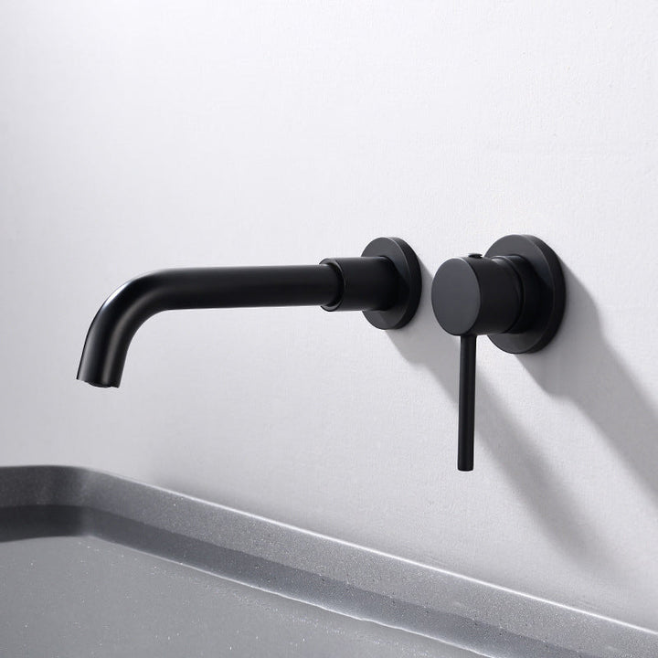 Lisslune | Round Single Handle Bathroom Faucet 2-Hole Wall Mounted Bathroom Faucet with Swivel Head