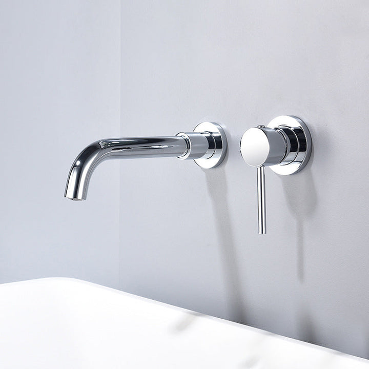 Lisslune | Round Single Lever Bathroom Faucet 2-Hole Wall Mounted Bathroom Faucet with Swivel Spout