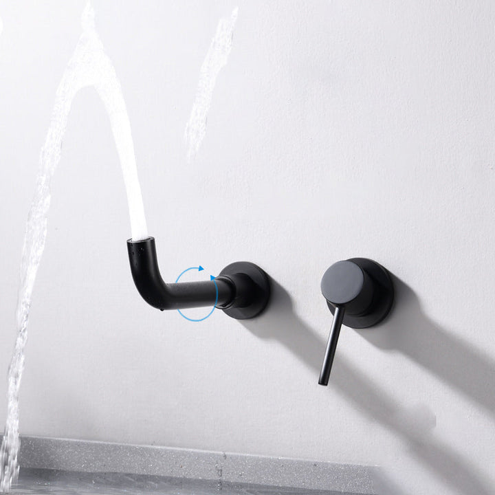 Lisslune | Round Single Lever Bathroom Faucet 2-Hole Wall Mounted Bathroom Faucet with Swivel Spout