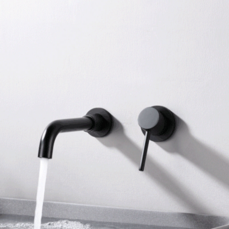 Lisslune | Round Single Lever Bathroom Faucet 2-Hole Wall Mounted Bathroom Faucet with Swivel Spout