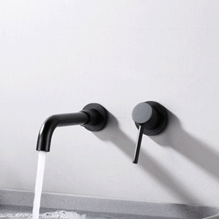 Lisslune | Round Single Handle Bathroom Faucet 2-Hole Wall Mounted Bathroom Faucet with Swivel Head