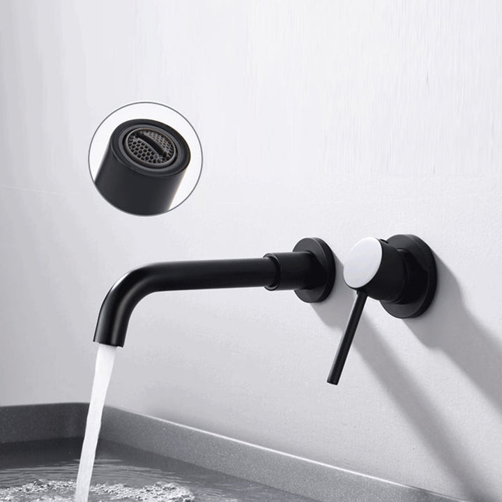 Lisslune | Round Single Handle Bathroom Faucet 2-Hole Wall Mounted Bathroom Faucet with Swivel Head
