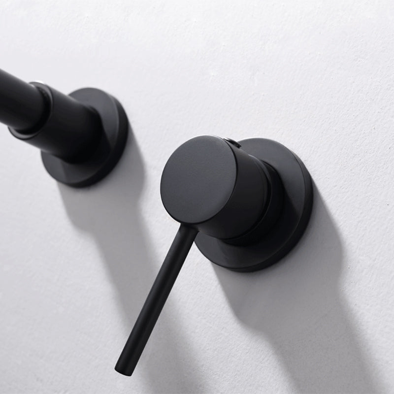 Lisslune | Round Single Lever Bathroom Faucet 2-Hole Wall Mounted Bathroom Faucet with Swivel Spout