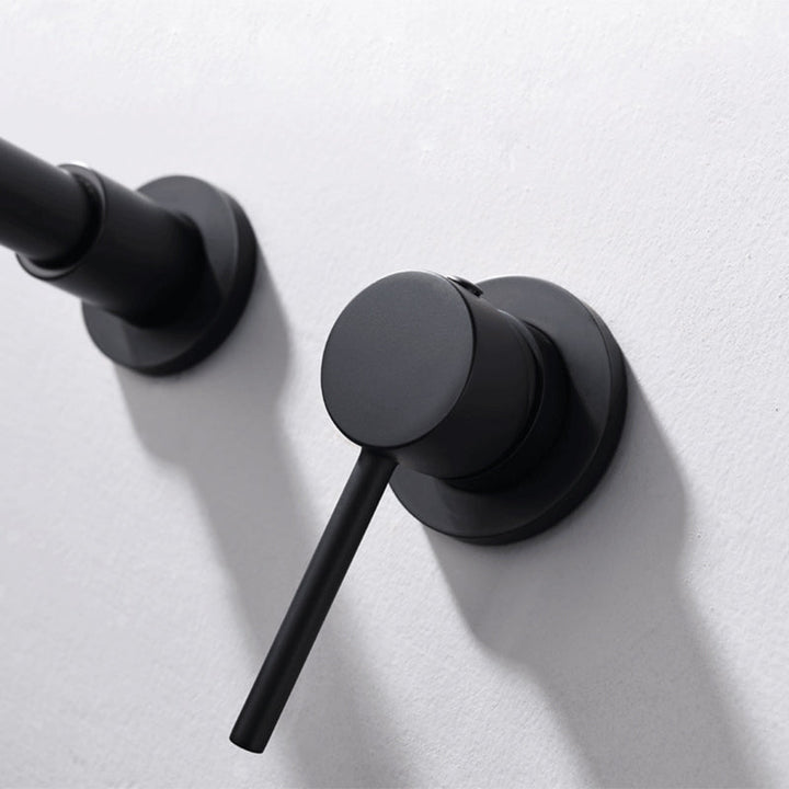 Lisslune | Round Single Handle Bathroom Faucet 2-Hole Wall Mounted Bathroom Faucet with Swivel Head