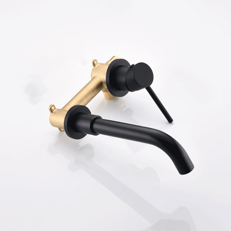 Lisslune | Round Single Lever Bathroom Faucet 2-Hole Wall Mounted Bathroom Faucet with Swivel Spout