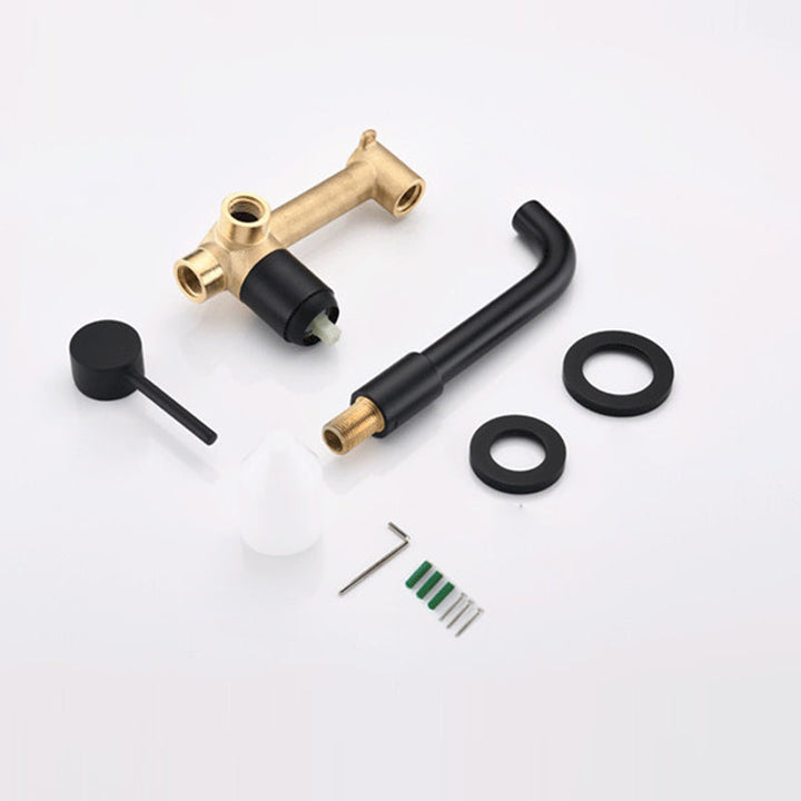 Lisslune | Round Single Lever Bathroom Faucet 2-Hole Wall Mounted Bathroom Faucet with Swivel Spout