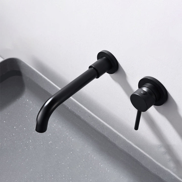 Lisslune | Round Single Lever Bathroom Faucet 2-Hole Wall Mounted Bathroom Faucet with Swivel Spout