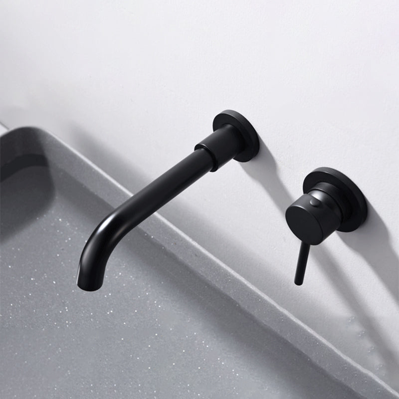 Lisslune | Round Single Handle Bathroom Faucet 2-Hole Wall Mounted Bathroom Faucet with Swivel Head