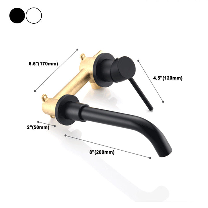 Lisslune | Round Single Lever Bathroom Faucet 2-Hole Wall Mounted Bathroom Faucet with Swivel Spout