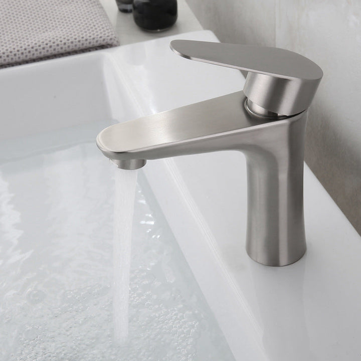Lisslune | Round Single Handle Bathroom Faucet Single Hole Sink Faucet in Chrome
