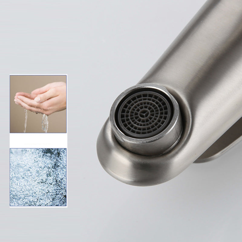 Lisslune | Round Single Handle Bathroom Faucet Single Hole Sink Faucet in Chrome