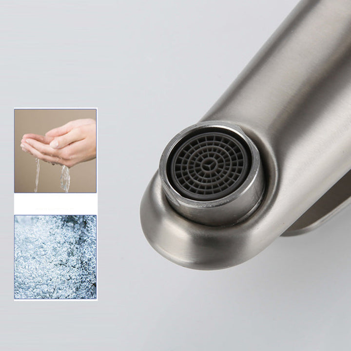 Lisslune | Round Single Handle Bathroom Faucet Single Hole Sink Faucet in Chrome
