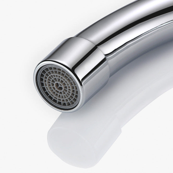 Lisslune | Round 2-Handle Basin Mixer 2-Hole Center-Set Basin Mixer with Curved Spout