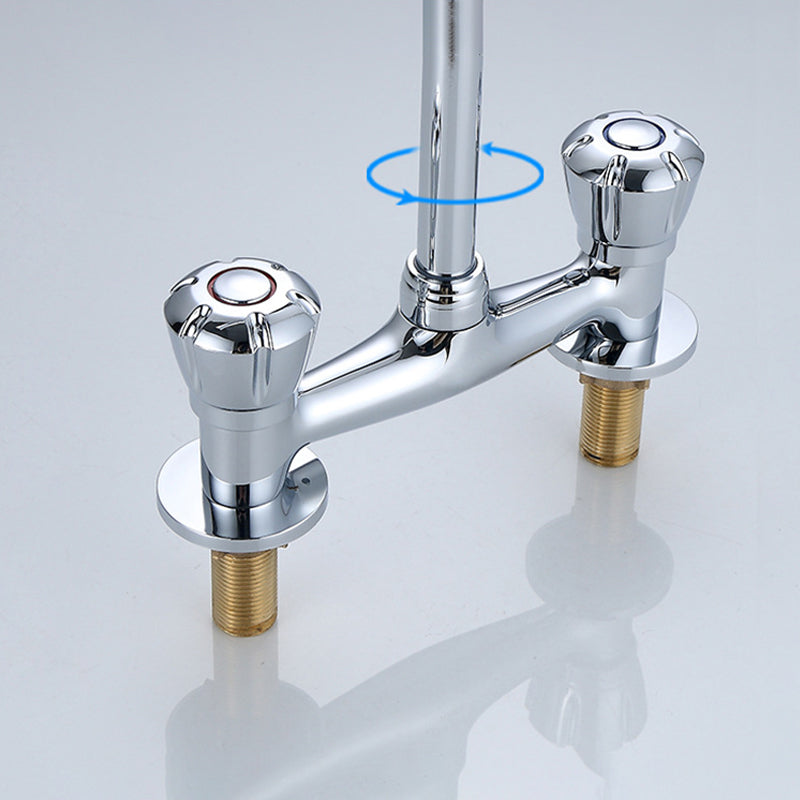 Lisslune | Round 2-Handle Basin Mixer 2-Hole Center-Set Basin Mixer with Curved Spout
