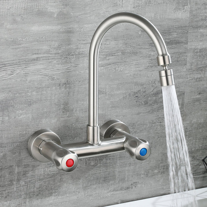 Lisslune | Round 2-Handle Bathroom Faucet Single Hole Wall Mounted Bathroom Faucet