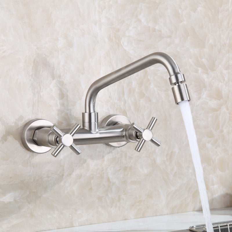 Lisslune | Round 2-Handle Bathroom Faucet Single Hole Wall Mounted Bathroom Faucet
