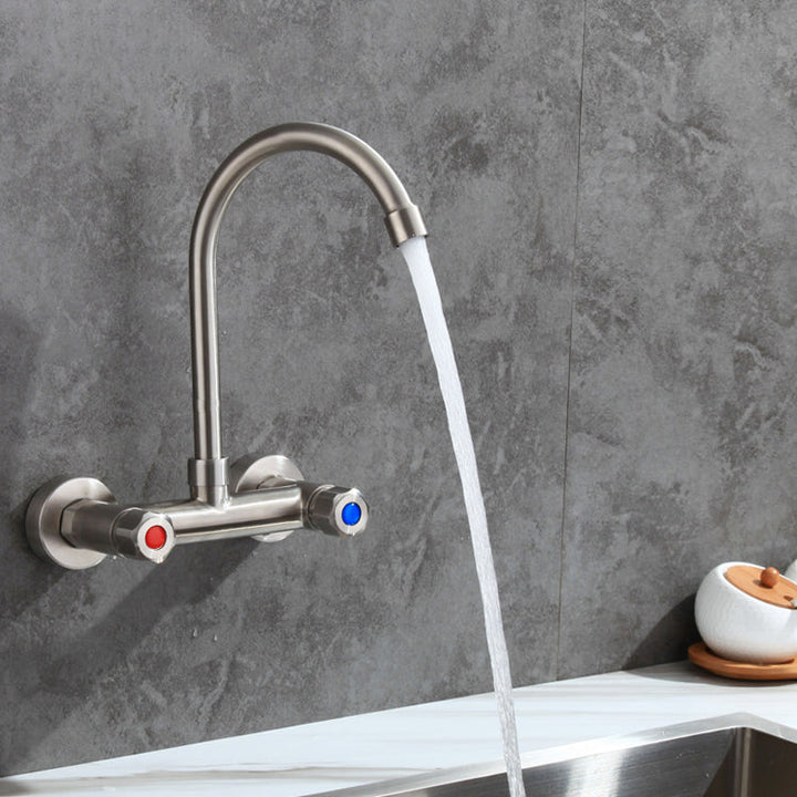 Lisslune | Round 2-Handle Bathroom Faucet Single Hole Wall Mounted Bathroom Faucet