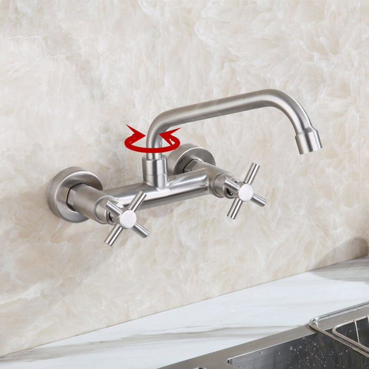 Lisslune | Round 2-Handle Bathroom Faucet Single Hole Wall Mounted Bathroom Faucet