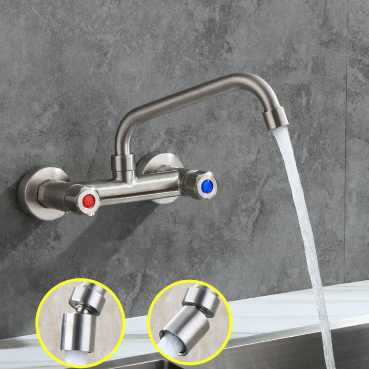 Lisslune | Round 2-Handle Bathroom Faucet Single Hole Wall Mounted Bathroom Faucet