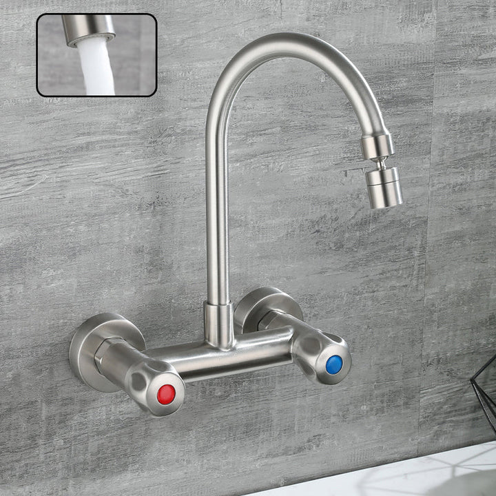Lisslune | Round 2-Handle Bathroom Faucet Single Hole Wall Mounted Bathroom Faucet