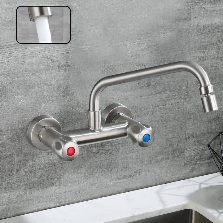Lisslune | Round 2-Handle Bathroom Faucet Single Hole Wall Mounted Bathroom Faucet