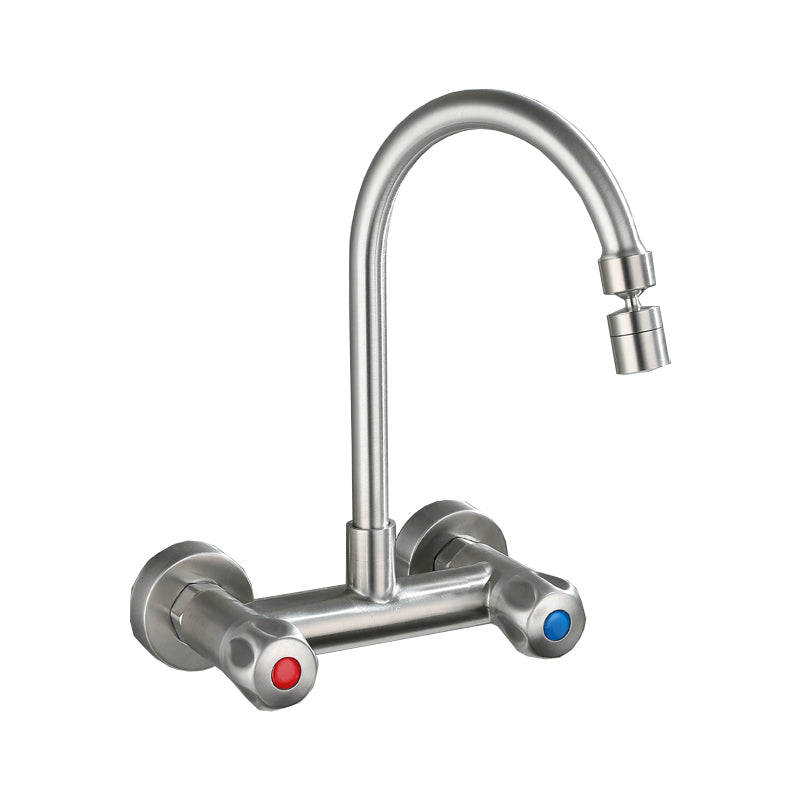 Lisslune | Round 2-Handle Bathroom Faucet Single Hole Wall Mounted Bathroom Faucet