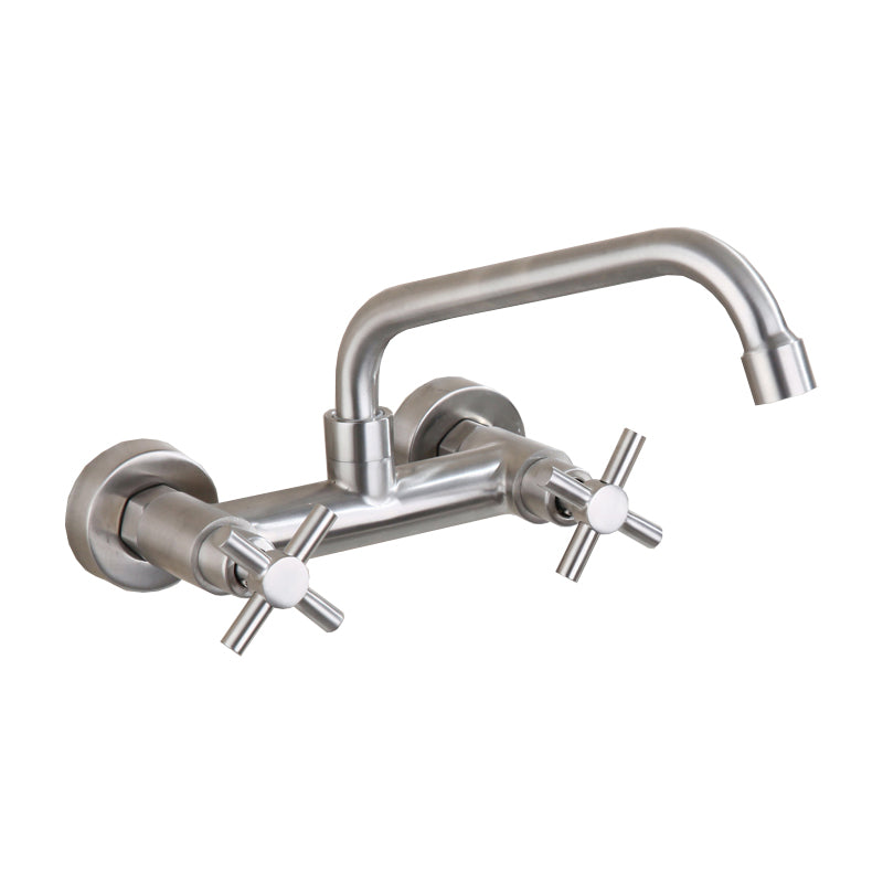 Lisslune | Round 2-Handle Bathroom Faucet Single Hole Wall Mounted Bathroom Faucet