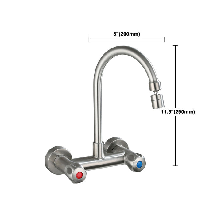 Lisslune | Round 2-Handle Bathroom Faucet Single Hole Wall Mounted Bathroom Faucet