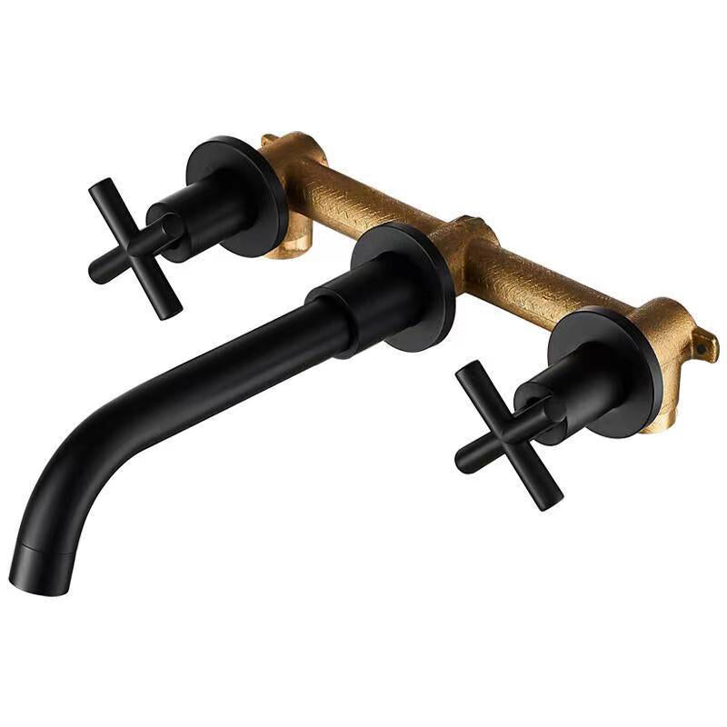 Lisslune | Modern 1 or 2 Handle Bathroom Sink Faucet Round Wall Mounted Bathroom Faucet.
