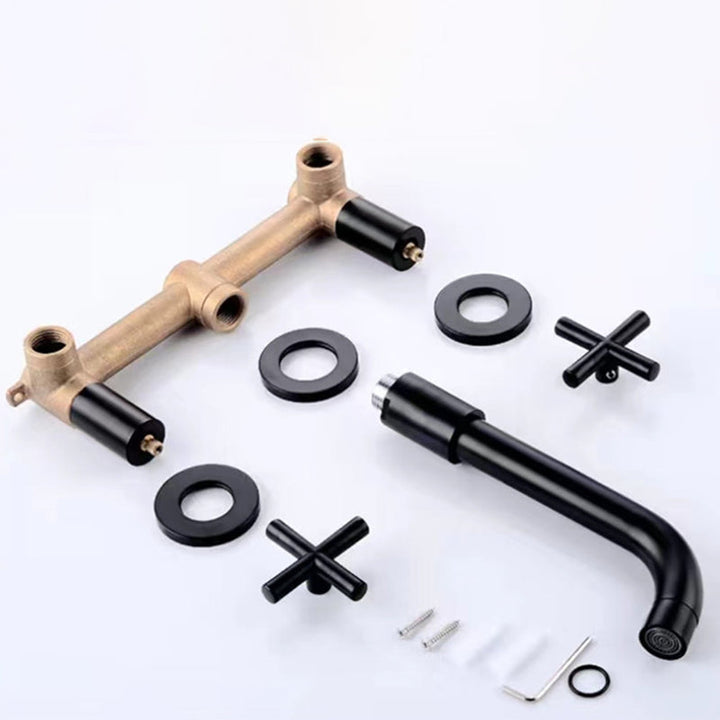 Lisslune | Modern 1 or 2 Handle Bathroom Sink Faucet Round Wall Mounted Bathroom Faucet.