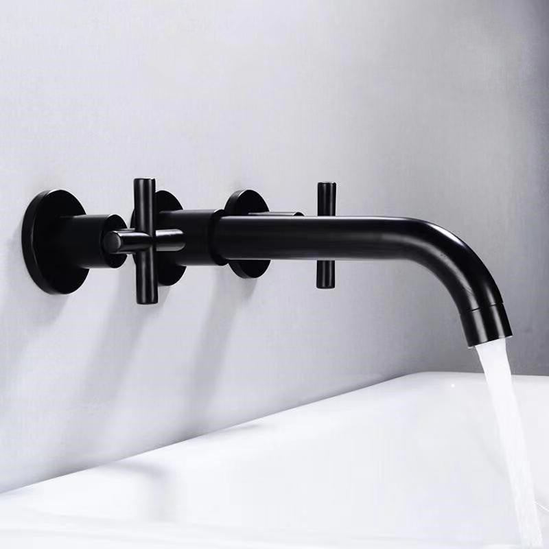 Lisslune | Modern 1 or 2 Handle Bathroom Sink Faucet Round Wall Mounted Bathroom Faucet.