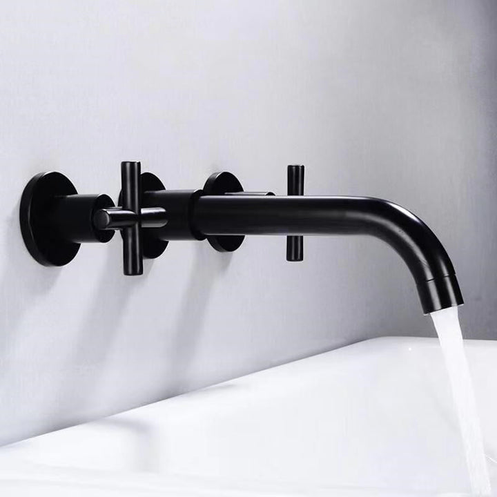 Lisslune | Modern 1 or 2 Handle Bathroom Sink Faucet Round Wall Mounted Bathroom Faucet.