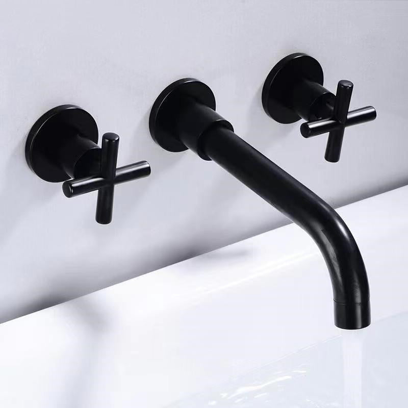Lisslune | Modern 1 or 2 Handle Bathroom Sink Faucet Round Wall Mounted Bathroom Faucet.