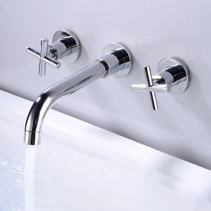 Lisslune | Modern 1 or 2 Handle Bathroom Sink Faucet Round Wall Mounted Bathroom Faucet.